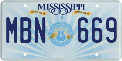 MS license plate MBN669