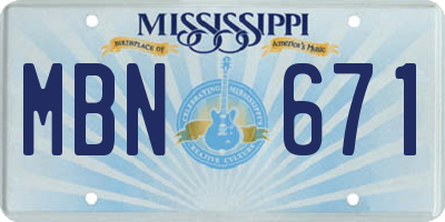 MS license plate MBN671