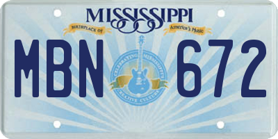 MS license plate MBN672