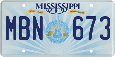 MS license plate MBN673