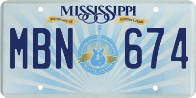 MS license plate MBN674
