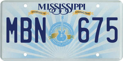 MS license plate MBN675