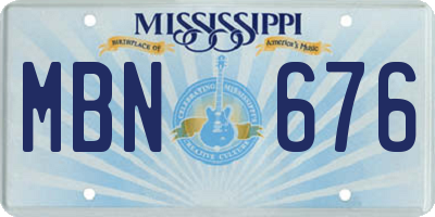MS license plate MBN676