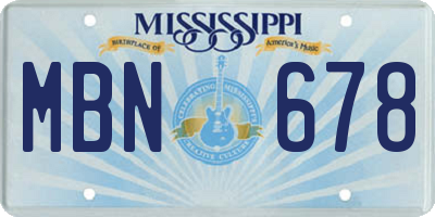 MS license plate MBN678