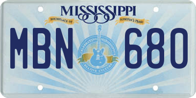 MS license plate MBN680