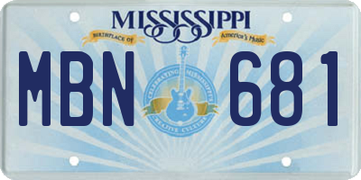 MS license plate MBN681