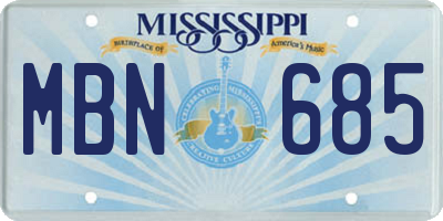 MS license plate MBN685