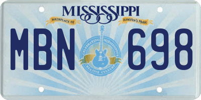 MS license plate MBN698