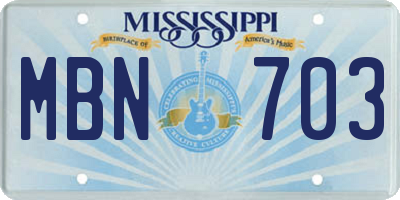 MS license plate MBN703