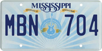 MS license plate MBN704