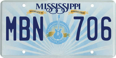 MS license plate MBN706