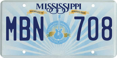MS license plate MBN708