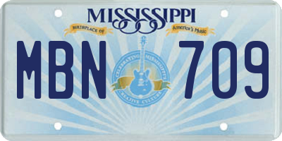 MS license plate MBN709