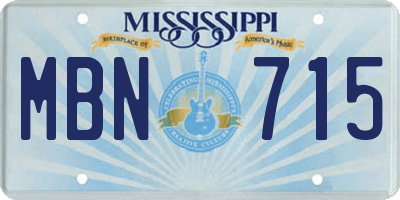 MS license plate MBN715