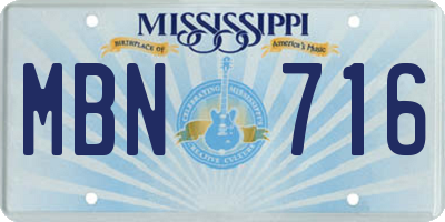MS license plate MBN716