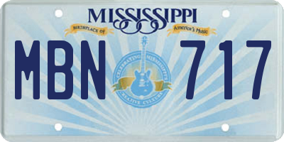 MS license plate MBN717