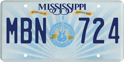 MS license plate MBN724