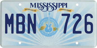 MS license plate MBN726