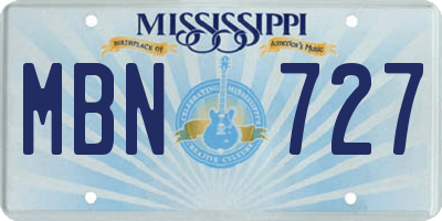 MS license plate MBN727