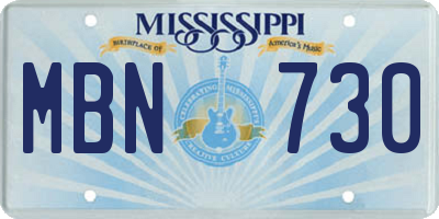 MS license plate MBN730