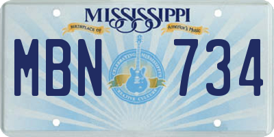 MS license plate MBN734