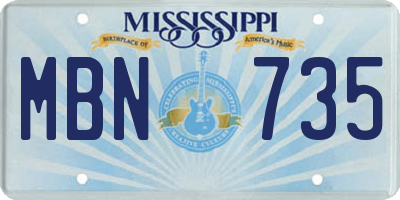 MS license plate MBN735