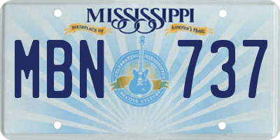 MS license plate MBN737