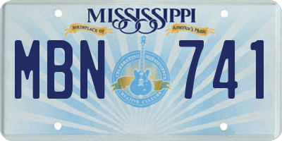 MS license plate MBN741