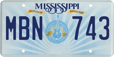 MS license plate MBN743
