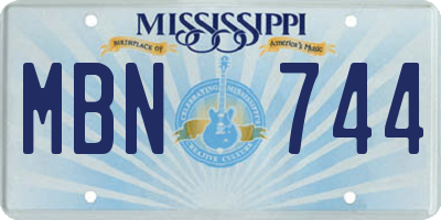 MS license plate MBN744