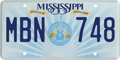 MS license plate MBN748