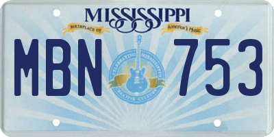 MS license plate MBN753