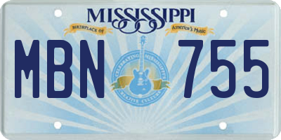 MS license plate MBN755