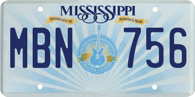MS license plate MBN756