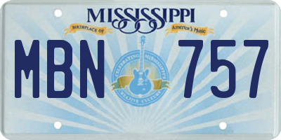 MS license plate MBN757