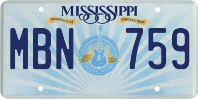 MS license plate MBN759