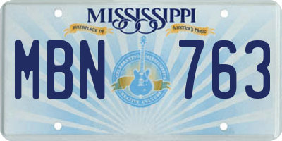 MS license plate MBN763
