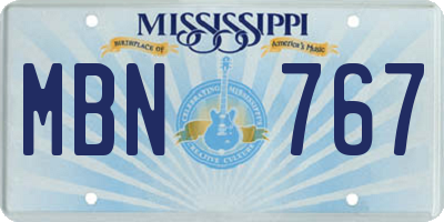 MS license plate MBN767
