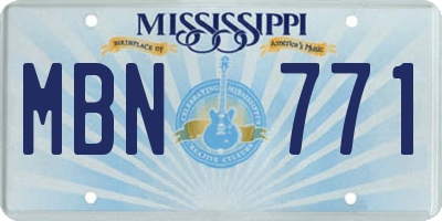MS license plate MBN771