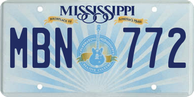 MS license plate MBN772