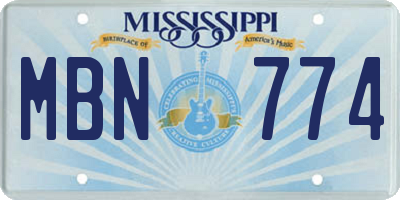 MS license plate MBN774
