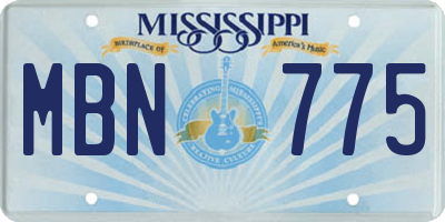 MS license plate MBN775
