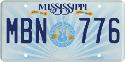 MS license plate MBN776