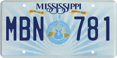 MS license plate MBN781
