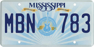 MS license plate MBN783