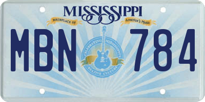 MS license plate MBN784