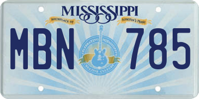 MS license plate MBN785
