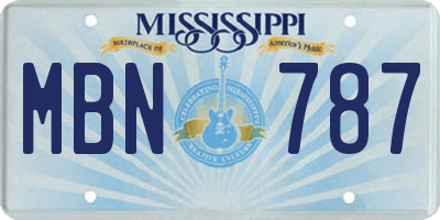 MS license plate MBN787