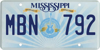 MS license plate MBN792