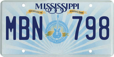 MS license plate MBN798